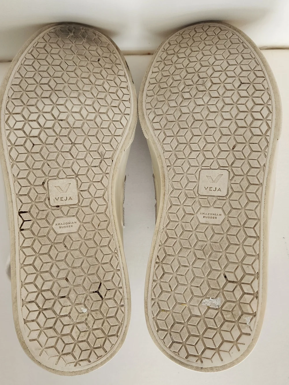 Veja White Leather Sneakers with Taupe V Accent